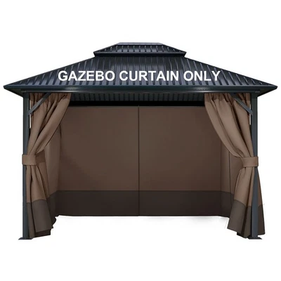10x10ft Outdoor Gazebo Curtains Waterproof 4-Panel Privacy Sidewall Replacement - Image 1 of 4