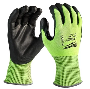 6 Prs Milwaukee 48-73-8943 High Visibility Level 4 Polyurethane Dipped XL Gloves - Picture 1 of 4
