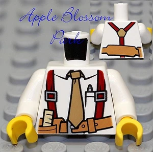 NEW Lego City Worker Male MINIFIG TORSO -White Shirt w/Tan Tie & Miner Tool Belt - Picture 1 of 1