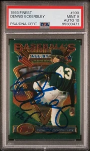 PSA 9 COMO NUEVO/10 AUTO DENNIS ECKERSLEY 1993 TOPPS MEJOR TARJETA DE AUTÓGRAFO #100 HOF - Imagen 1 de 2