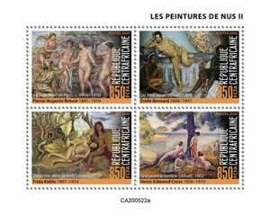 Francobolli Repubblica Centrafricana Rep Art 2020 MNH Nudi dipinti di nudo Kahlo 4v M/S II - Foto 1 di 1