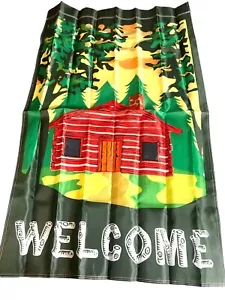 Cabin on the Lake 27" x 43" Outdoors Boat Vacation Welcome Garden Flag - Picture 1 of 8