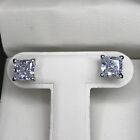 2Ct Princess Studs Diamond Earrings Fancy White Man Made 14k Solid Gold