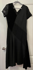 Stunning Rjrjohn Rocha Black Patchwork Lace Velvet Short Sleeved Dress S10