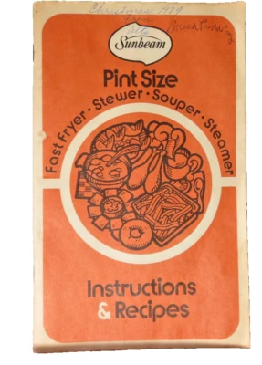 Freidora/guiso/souper/vaporera de colección Sunbeam tamaño pinta 1977 instrucciones y recetas Foto 1 de 4