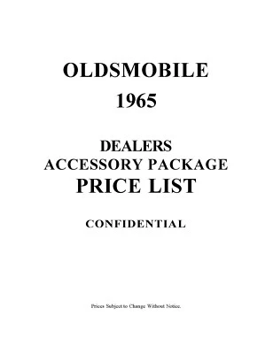 1965 Oldsmobile OEM Accessory Part Number and Description List - Image 1 of 2