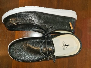 Corky's Black Crinkle Metallic Glitter Kayaks 802626252107 Size 9 - Picture 1 of 7