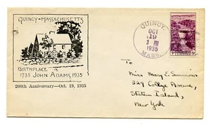 200 Aniversario Nacimiento de John Adams Primer Día Emisión Cubierta Postal (19/10/35) - Imagen 1 de 2