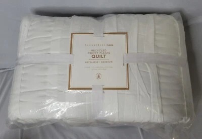 Pottery Barn Teen Pretty Pleats Recycled Microfiber Quilt XL Twin  White  NEW    - Image 1 of 4