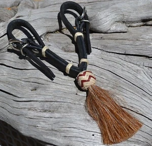 Jose Ortiz Black Harness Natural/Latigo Rawhide Sorrel Tassel Buckle Curb Strap - Picture 1 of 1