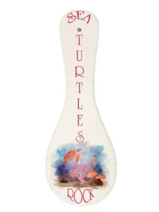 SEA TURTLES ROCK 4" x 11" Ceramic Sea Turtle & Sea Horse Novelty Spoon - Picture 1 of 3