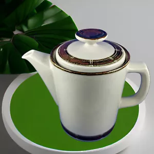 Ceramic Desiree Tall Coffee Tea Pot Denmark Handpainted Selandia Tan Brown VTG - Picture 1 of 7