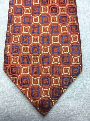 ALEXANDER JULIAN  MENS TIE ORANGE WITH BLUE GOLD 3.75 X 61 - Image 1 of 4