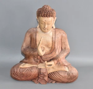 Buddha Holzfigur geschnitzt Holz Figur 26 cm Fach #B1 - Bild 1 von 15