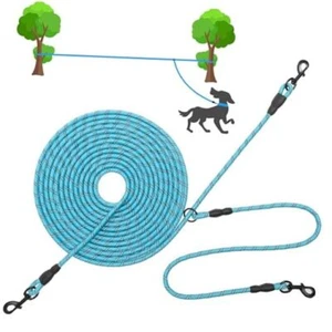 30FT Dog Leash for 2 Dogs - Reflective Dog Trolley Runner Tie Out Cable for - Picture 1 of 7