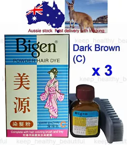 3 x Japan Bigen Powder Hair Dye 6g Dark Brown (C) Aussie Stock - Picture 1 of 1