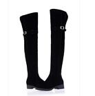 Womens Faux Suede Thigh High Boots Buckle Over The Knee Boots Casual Shoes
