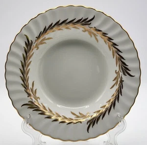 Minton "GOLDEN SYMPHONY" England ~ H4919 Rim Soup Bowls ~ 7 7/8" Gold Leaves - Picture 1 of 6