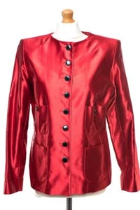 Vtg Yves Saint Laurent Jacke Ysl Variation Seide UK12 US10 EU40 FR42 IT44 Mint - Bild 1 von 1