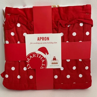 Martha Stewart Collection Apron Christmas Red/White Ginger Bread Design NEW - Image 1 of 4