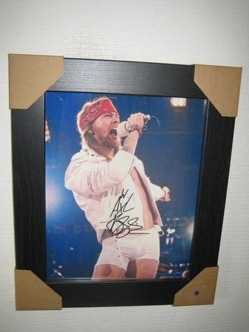 Axl Rose ; Guns N' Roses ; Hand Signed Photograph (8x10) Framed + CoA Cover