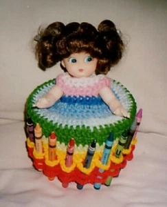 Crocheted Muti-Color Doll Crayon Caddy Pattern Instructions Only - Picture 1 of 1