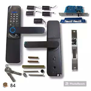GEISRAILIE Smart Fingerprint Door Lock w/ Camera Doorbell & App Control (Black) - Picture 1 of 17