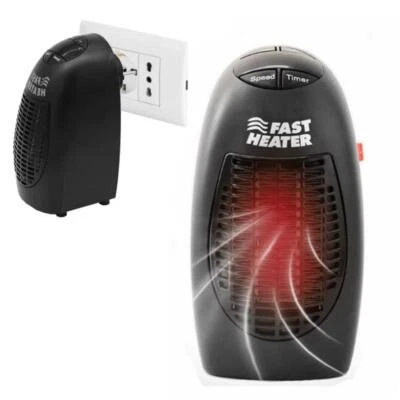 TERMOVENTILATORE CERAMICO A PARETE PRESA A MURO PICCOLA STUFA ELETTRICA 400W - Immagine 1 di 4