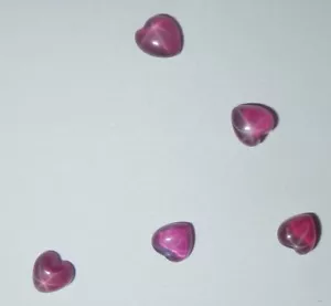 Transparent Star Ruby Heart 4x4 mm Cabochon 6 Rayed Lab-created 5 pieces Lot - Picture 1 of 12