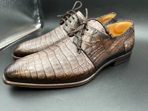 Mezlan Size 9 M Crocodile Lace Up Taupe Brown Spain Leather Dress Shoes MEN'S - Picture 1 of 8