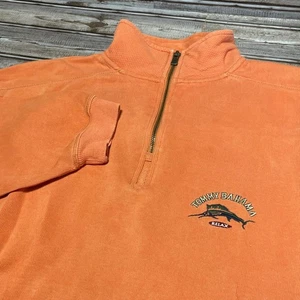 Tommy Bahama Mens XL Orange Quarter Zip Pullover Cotton Some Wear - Picture 1 of 7
