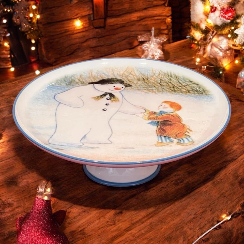 Portmeirion The Snowman Christmas Cake Dessert Stand Plate 10.5” Raymond Briggs - Image 1 of 4