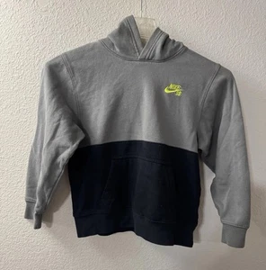Nike Sb Logo Boy's Size Medium Pullover Hoodie Gray Black Yellow 10/ 12 YRS - Picture 1 of 9