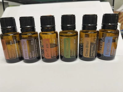 6 aceites esenciales Doterra 15 ml - Clary Sage, Frank, Guard, Citrus, Dig, Ter caducado Foto 1 de 4