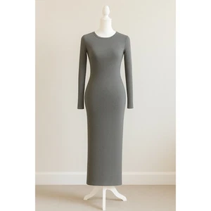 Naked Wardrobe Womens Dress Size L Gray Long Sleeve Bodycon Midi Minimalist Glam - Picture 1 of 10