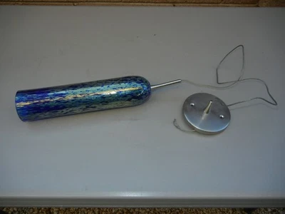 3 luces colgantes de cilindro de vidrio azul patrón moteado níquel cepillado, #3 Foto 1 de 4