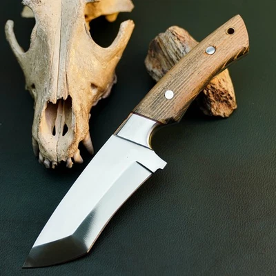 Gift-Ready 9.3" Damascus / Steel Knife Full Tang Hunt it Hunt + Leather Sheath - Image 1 of 4