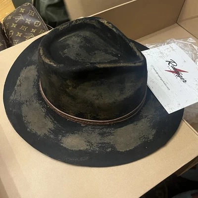 Ruediger Eclipse - Vintage Burned Distressed Stiff Wool Fedora Hat - Image 1 of 2