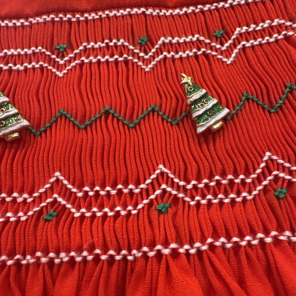 Hecho a mano Vestido de Navidad para bebé con calado con árboles de Navidad/corazón 3-6M Foto 1 de 4