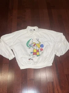 Vtg 90s Joan Miro CAE Style Art White Long Sleeve Pullover T XL Picasso Made USA - Picture 1 of 13