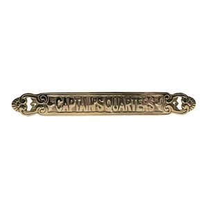 Brass Ship Door Plaque Captains Quarters Sign Maritime Nautical Home Wall Decor - Picture 1 of 5