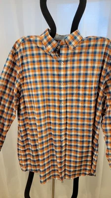 Camisa Johnston Murphy Para Hombre XL Naranja Azul A Cuadros Manga Larga Abotonada  Foto 1 de 4