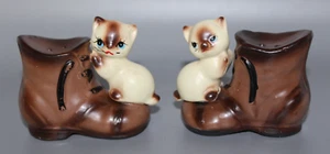 Vintage Lego Siamese Cats on Boots Salt and Pepper Shakers Japan - Imagen 1 de 9