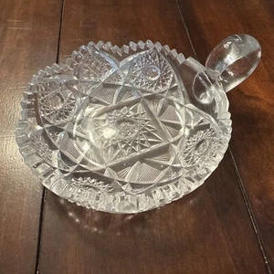 Vintage American Brilliant Cut Glass Candy Nappy Dish Starburst Pattern Cut Star - Picture 1 of 6