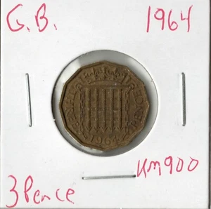 Coin Great Britain 3 Pence 1964 KM900, Elizabeth II - Picture 1 of 2