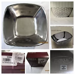 NUOVO Towle Grande Ciotola Quadrata Alluminio Cesto Tessuto, Collezione Vigneto IOB $120- - Foto 1 di 19