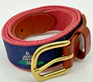 Leather Man Limited Men's Handmade Blue Canvas Country Club Leather Belt Size 40 - Picture 1 of 21