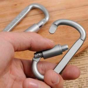 1Pc Gray Aluminum Carabiner D-Ring Key Chain Clip Hook - Picture 1 of 11