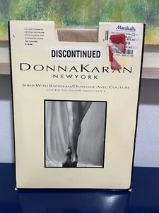 Donna Karan Pantyhose Sheer With Backseam Control Top Sz M D.K. Buff Vtg 90s - Picture 1 of 6