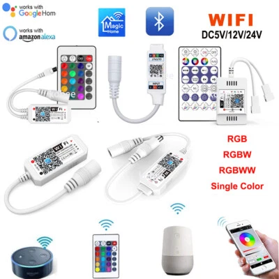 Controlador Wifi LED Bluetooth DC5V 12/24V RGB RGBW Android IOS APP para tira de LED Foto 1 de 4